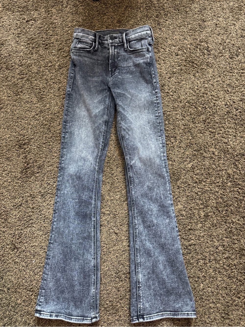 MOTHER Washed Black Flare Jeans